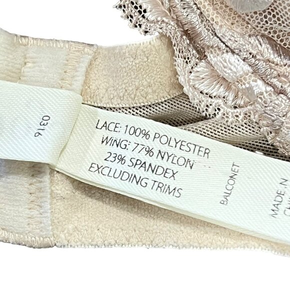 Soma Womens Balconet Bra Lace Embroidered Beige Underwire Size 36C - Picture 4 of 5